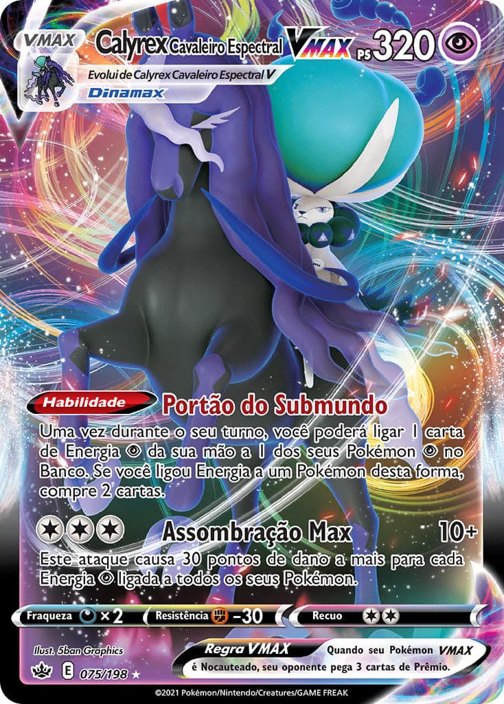Carta Calyrex Cavaleiro Espectral VMAX (075/198) — Espada e Escudo 6: Reinado Arrepiante
