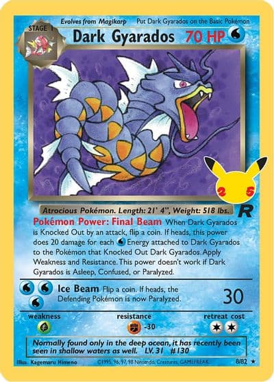 Carta Dark Gyarados (008/82) — Celebrations: Classic Collection