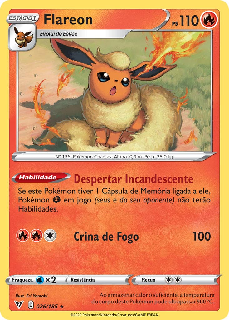Carta Flareon (026/185) — Espada e Escudo 4: Voltagem Vívida