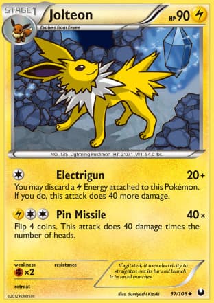 Carta Jolteon (037/108) — Black & White 5: Exploradores da Escuridão