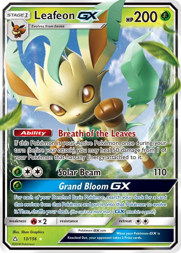 Carta Leafeon-GX (013/156) — Sol & Lua 5: Ultra Prisma