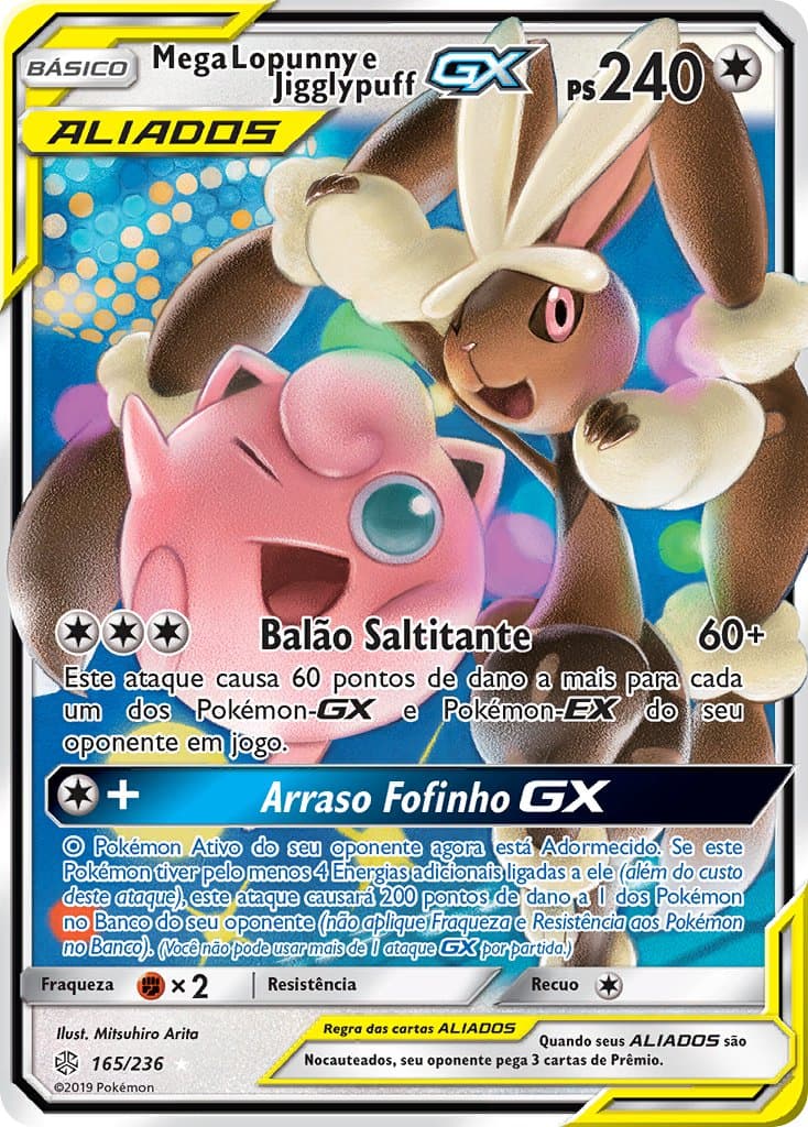 Carta Mega Lopunny e Jigglypuff-GX (165/236) — Sol & Lua 12: Eclipse Cósmico