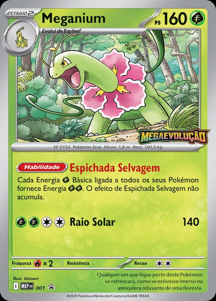 Carta Meganium (001) — Mega Evolution: Series Black Star Promo Cards