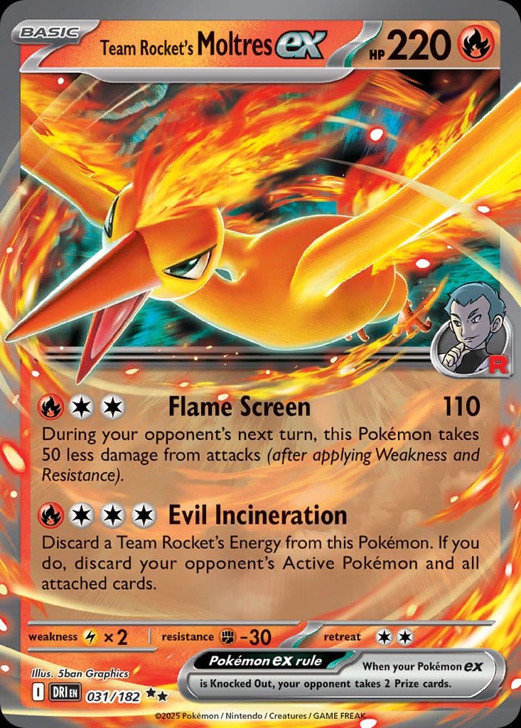 Carta Moltres ex da Equipe Rocket (031/182) — Escarlate e Violeta: Rivais Predestinados