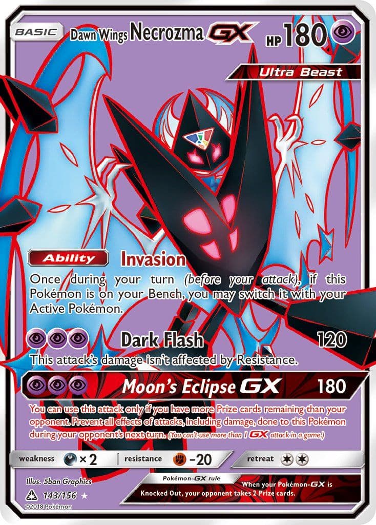 Carta Necrozma Asas Alvorada-GX (143/156) — Sol & Lua 5: Ultra Prisma