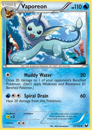 Carta Vaporeon (025/108) — Black & White 5: Exploradores da Escuridão