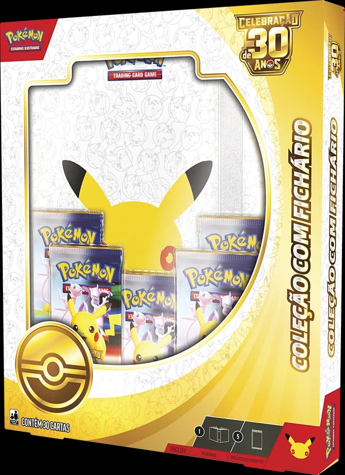 Caixa da Coleção com Fichário de Celebração de 30 Anos com Pikachu na arte