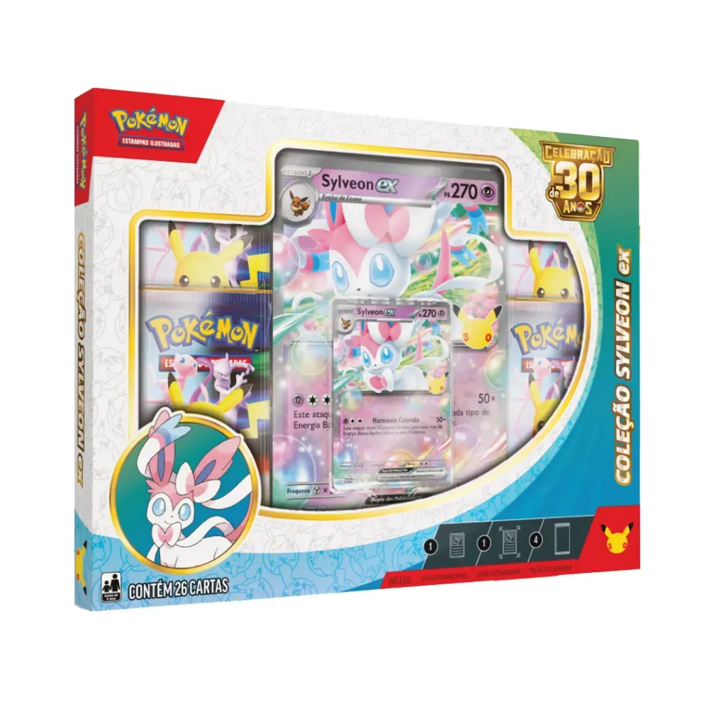 Caixa da Coleção Pokémon ex de Celebração de 30 Anos, versão Sylveon ex
