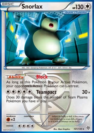 Carta Snorlax (101/135) — Black & White 8: Tempestade de Plasma