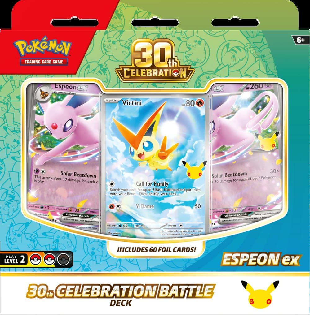 Baralho Batalha Espeon ex da Celebração de 30 Anos, com Victini