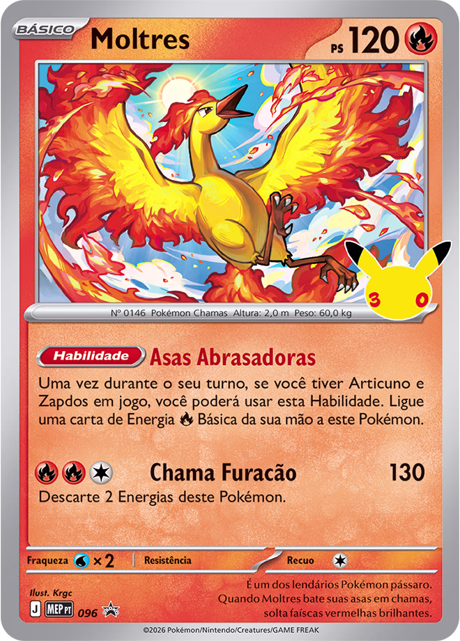 Carta promocional de Articuno da Coleção com Pôster de Celebração de 30 Anos