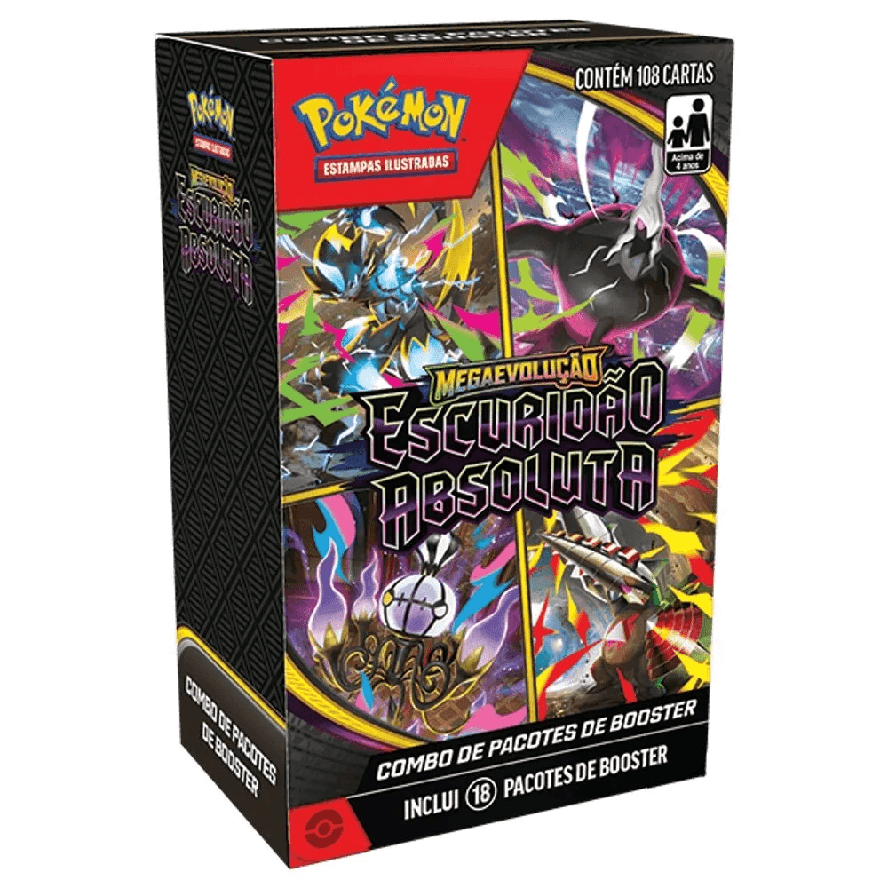 Mini display de Mega Evolução Escuridão Absoluta com dezoito pacotes de booster